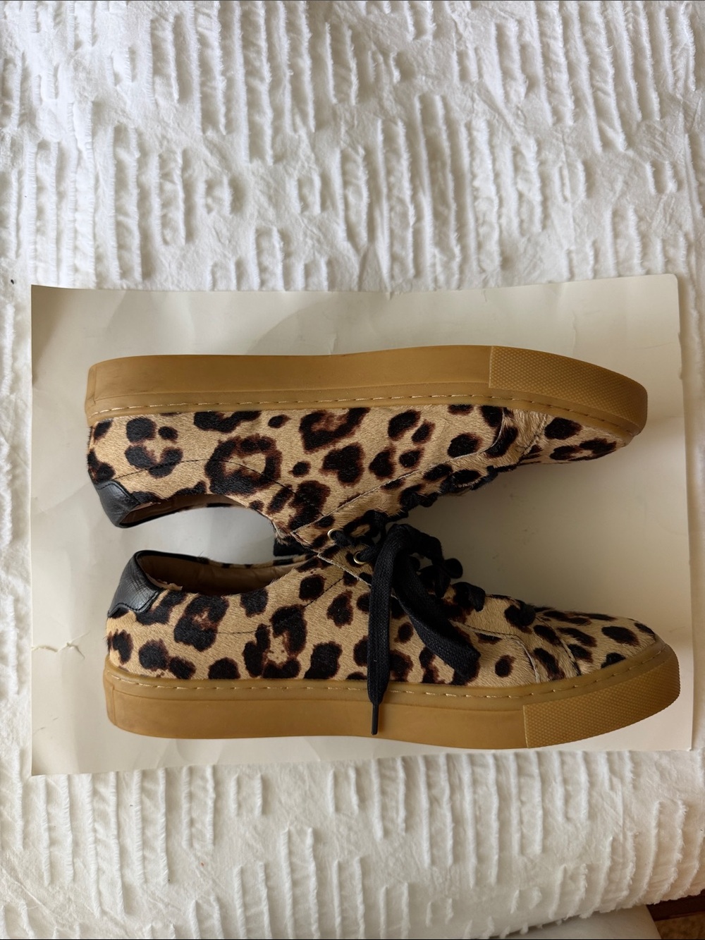 Banana Republic Leopard Print Low-Top Sneakers - Black & Tan - calf hair